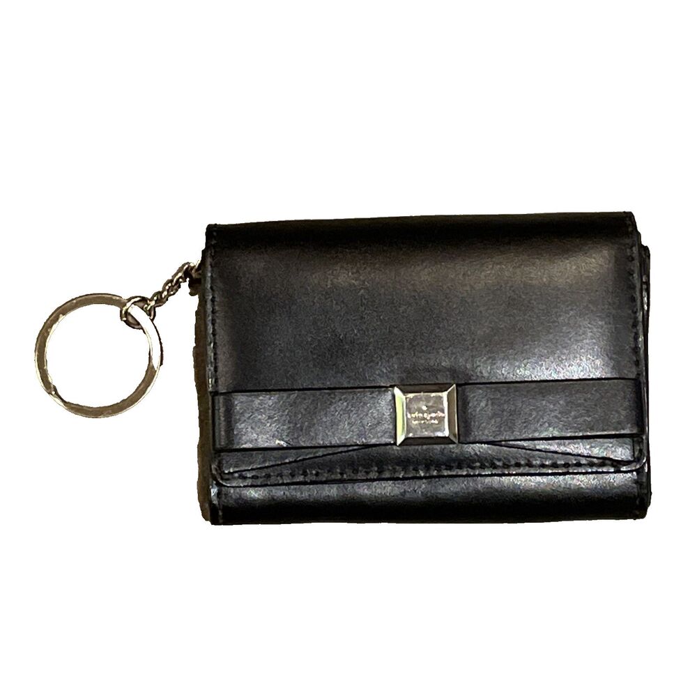 Kate Spade Darla Montford Park Black Leather Bow Key Ring Wallet